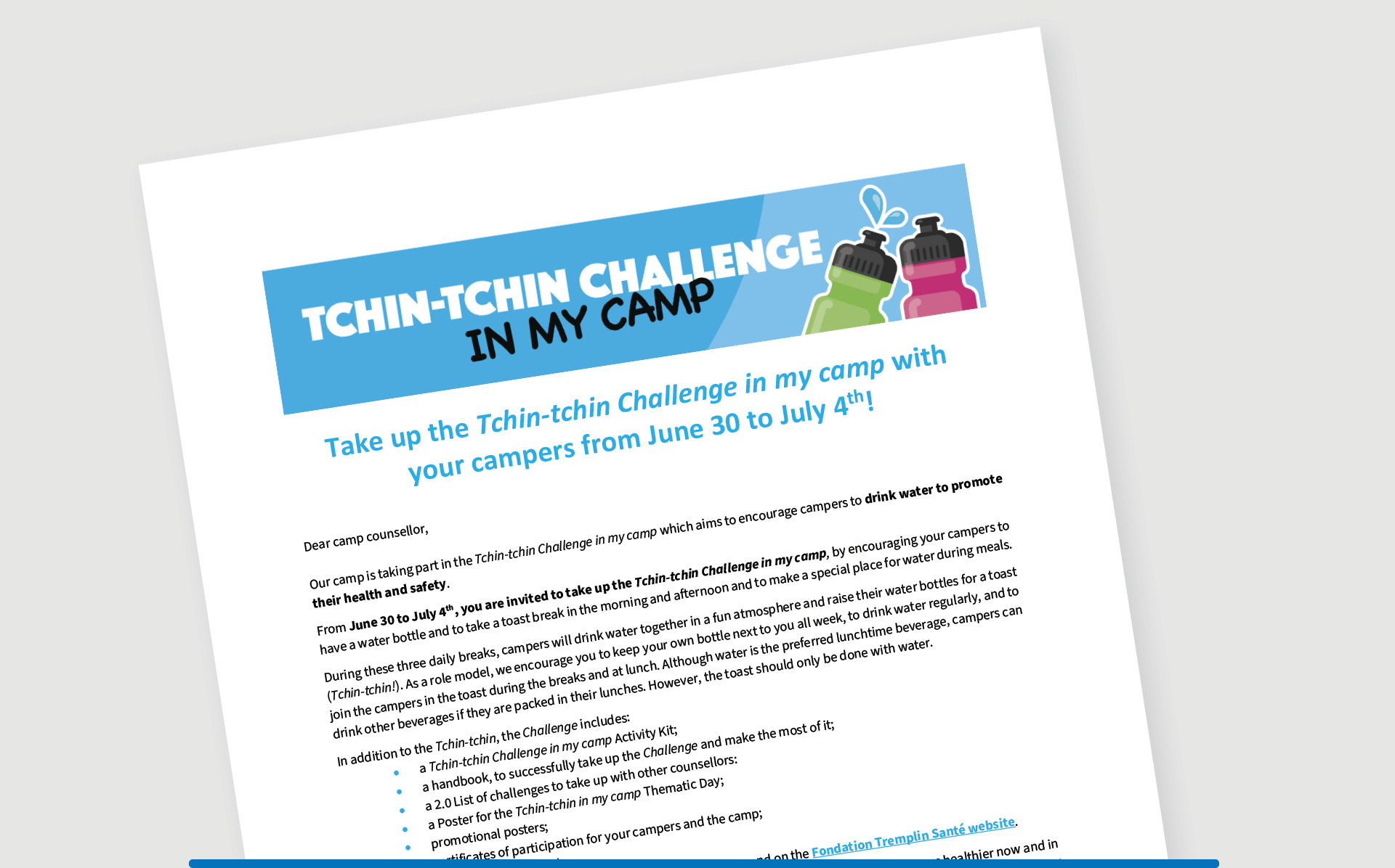 Letter for camp staff